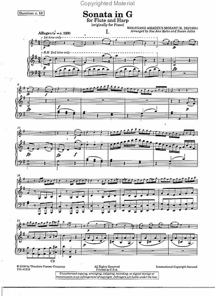 Sonata In G Major K.283/189h