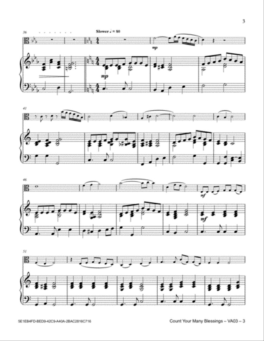 Count Your Many Blessings Viola scores gallery preview page 3