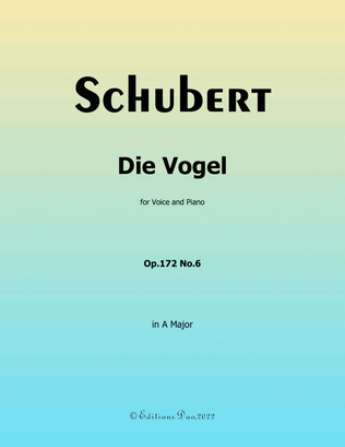 Book cover for Die Vogel, by Schubert, in A Major