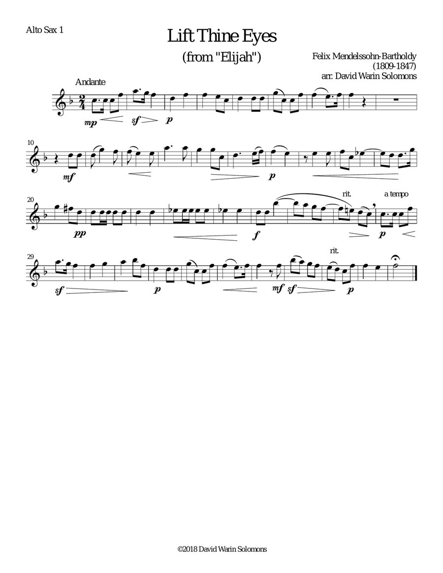 Lift thine eyes (from Elijah) for 3 saxophones Lift thine eyes (from Elijah) for 3 saxophones Woodwind Duet scores gallery preview page 3
