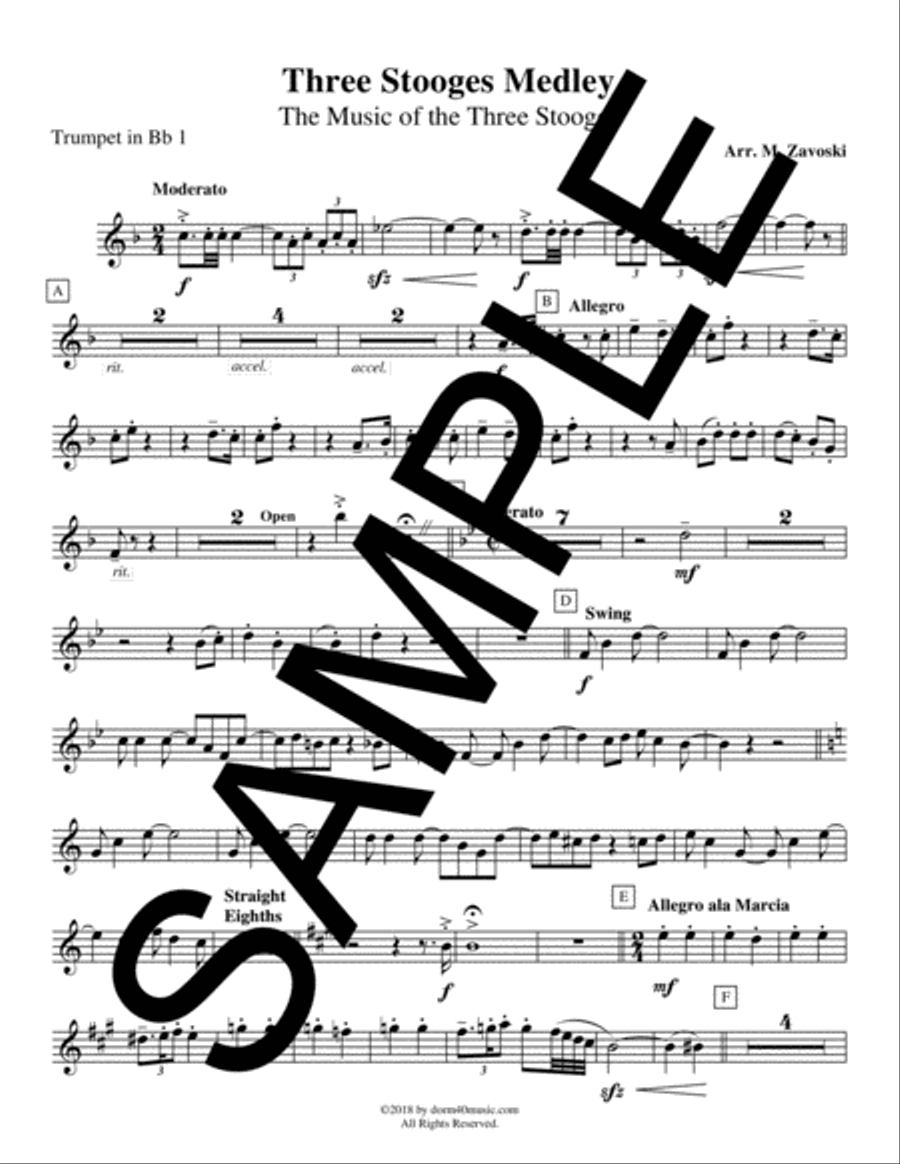 Three Stooges Medley for Brass Quintet and Optional Percussion Brass Ensemble scores gallery preview page 4