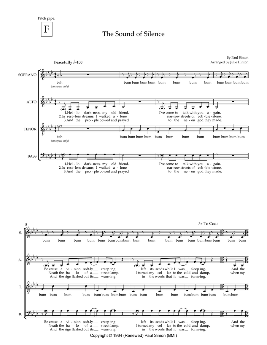 The Sound Of Silence 4-Part scores gallery preview page 2