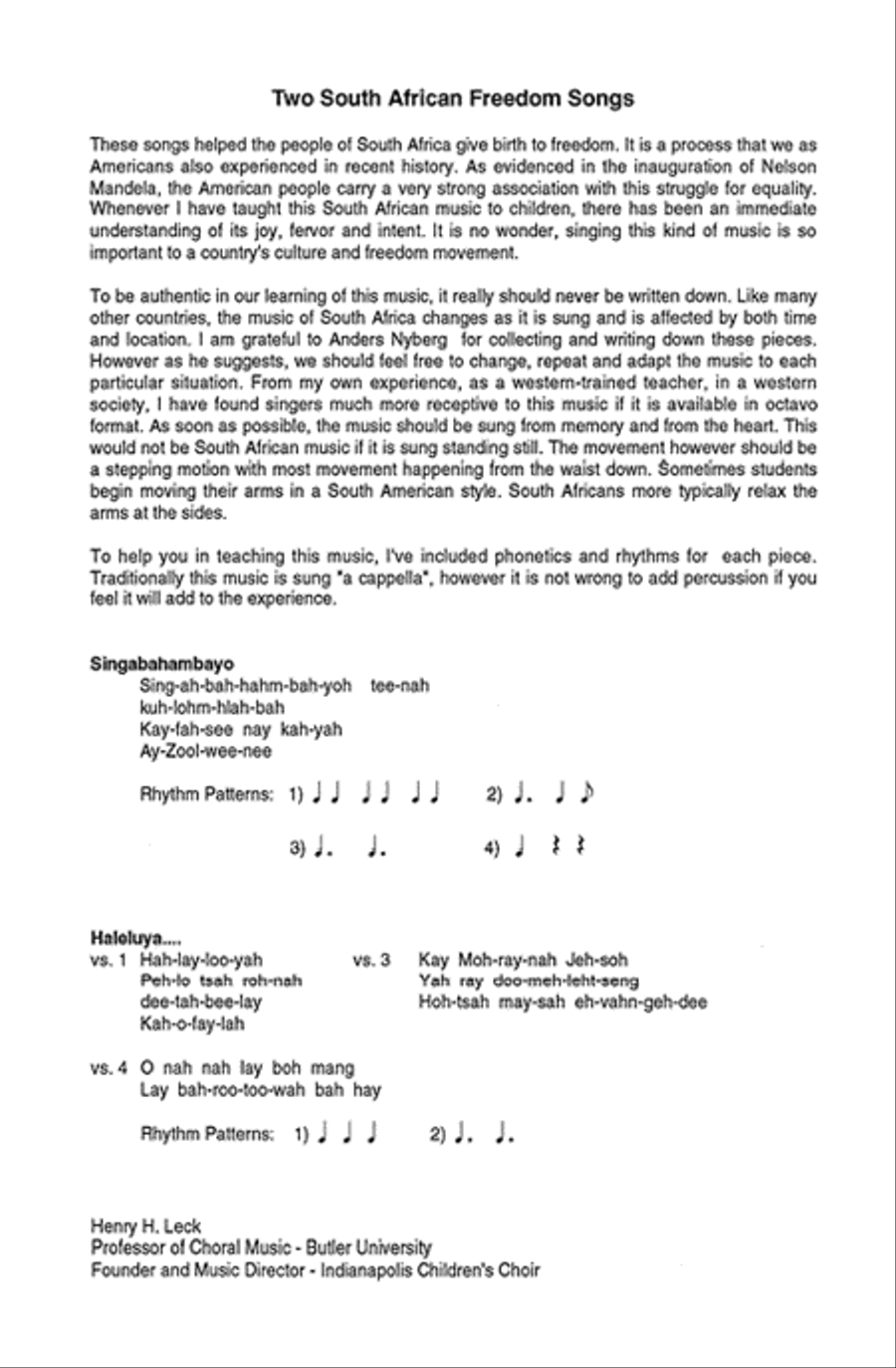 Two South African Freedom Songs (SATB)