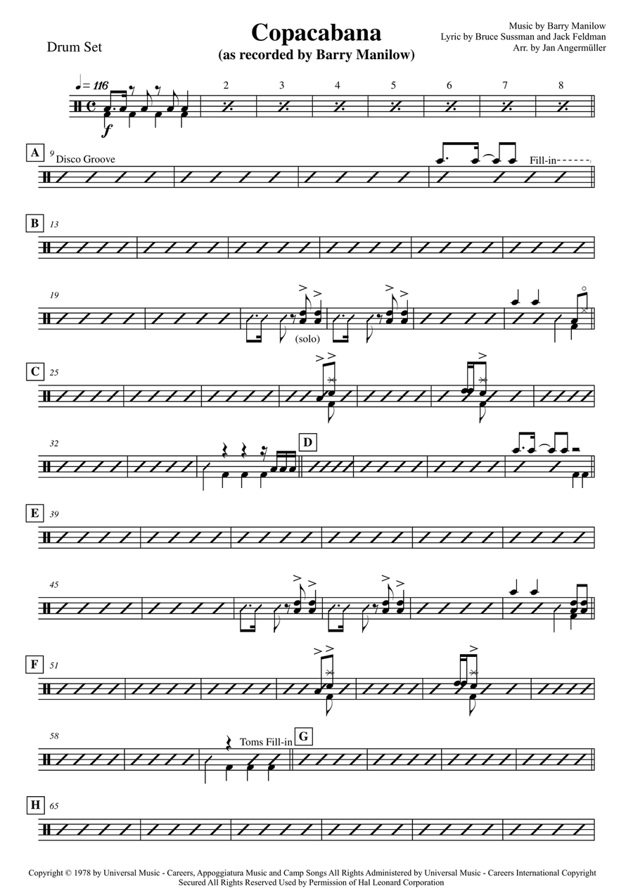 Copacabana (At The Copa) Drum Set scores gallery preview page 1