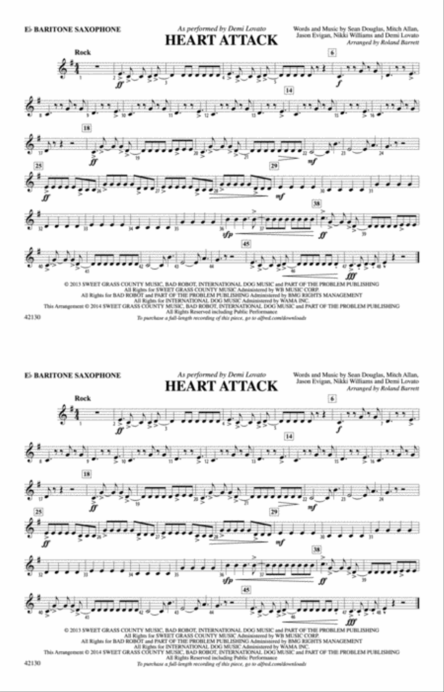 Heart Attack: E-flat Baritone Saxophone Marching Band scores gallery preview page 1