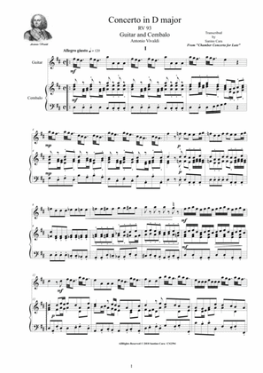 Vivaldi - Lute Concerto in D major RV 93 for Guitar and Cembalo or Piano