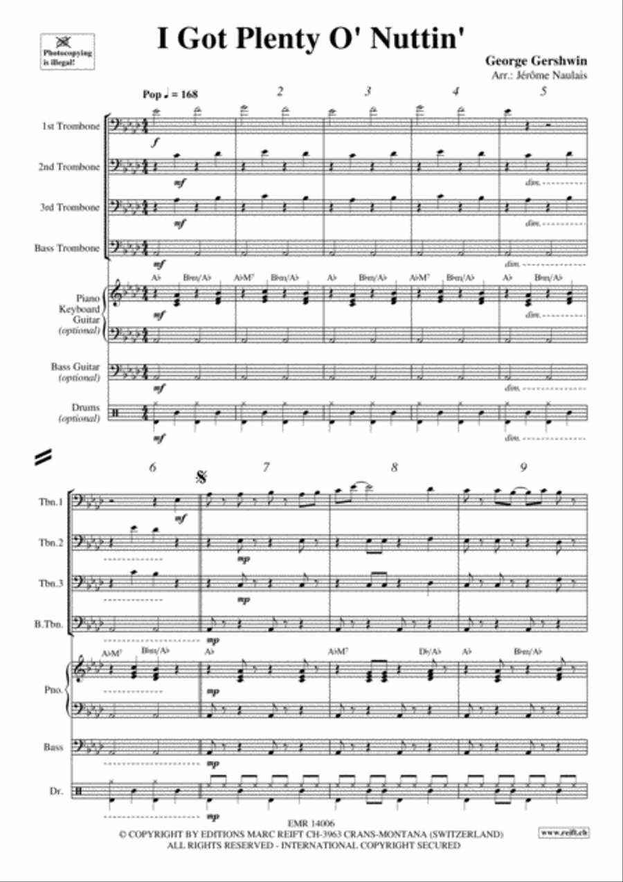 I Got Plenty O' Nuttin' Trombone Quartet scores gallery preview page 3