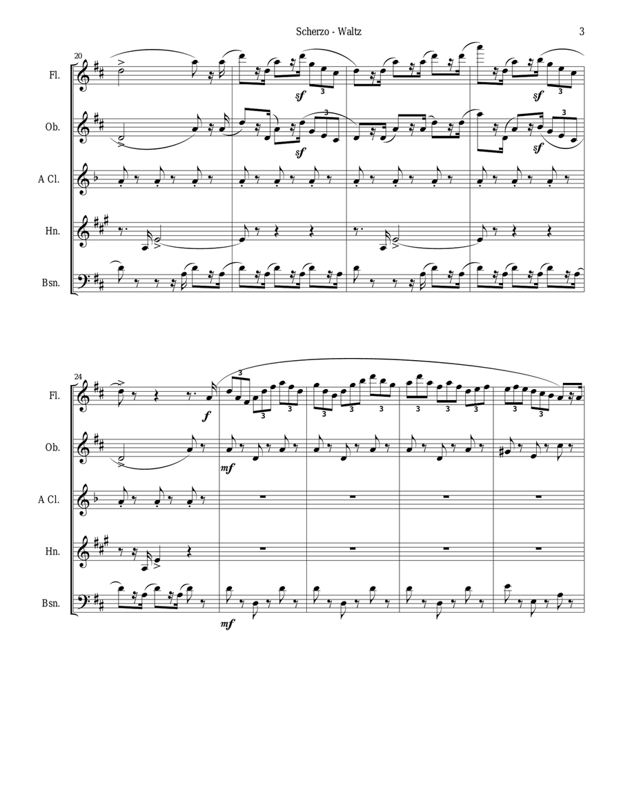 Chabrier - wind quintet - Scherzo from Suite Pastorale Woodwind Quintet scores gallery preview page 3