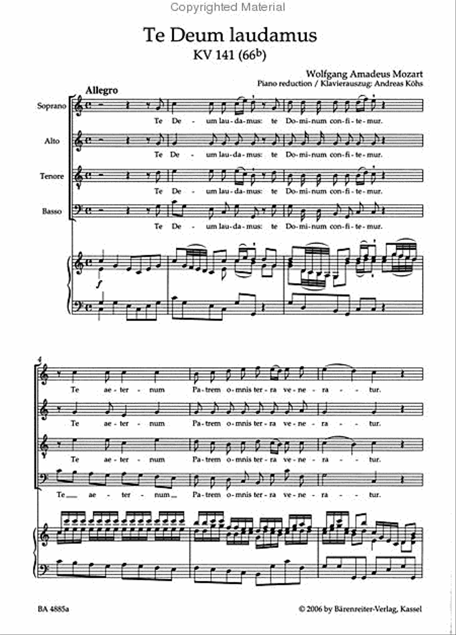 Te Deum Laudamus, K. 141 4-Part scores gallery preview page 2