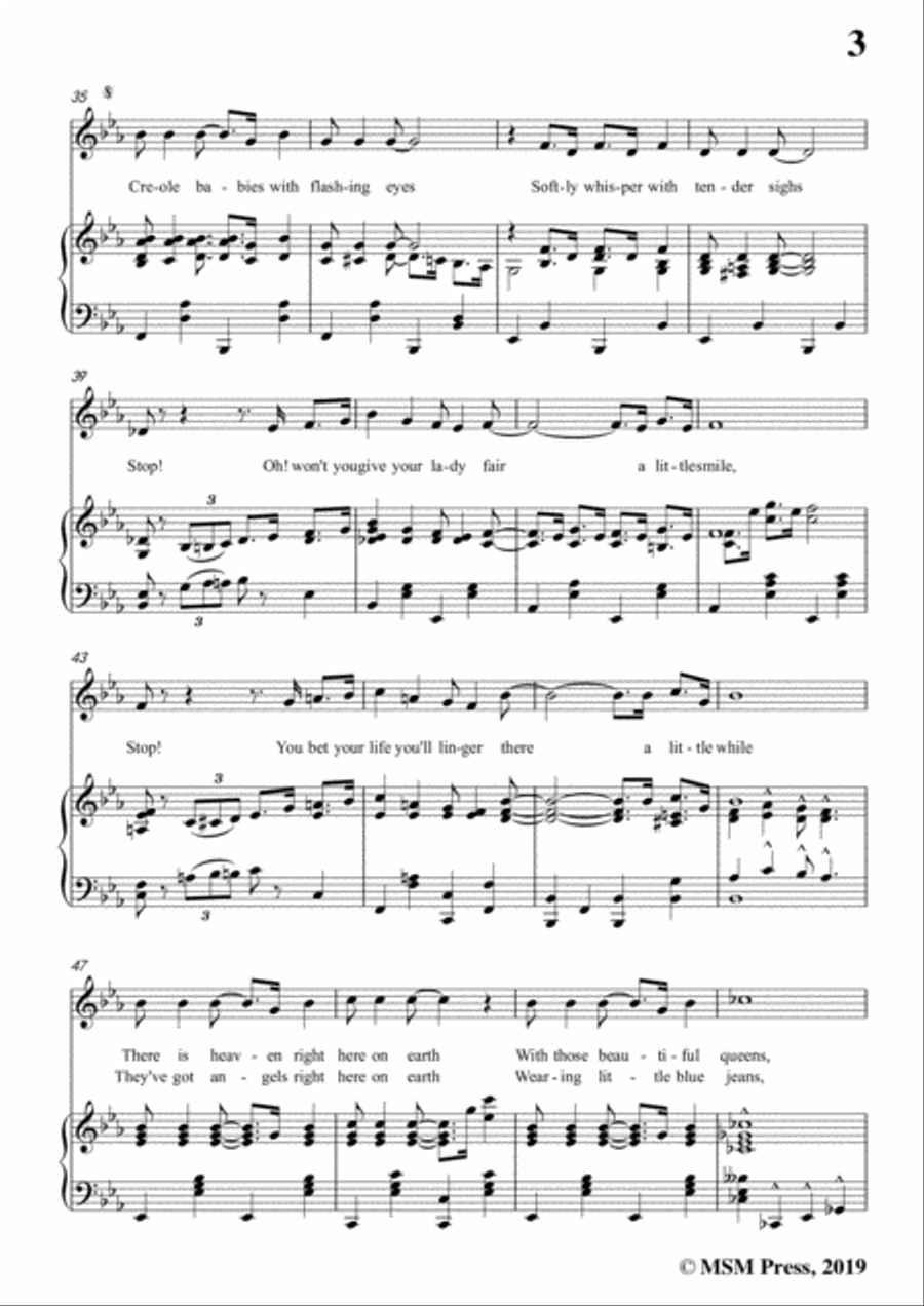 Turner Layton-Way Down Yonder in New Orleans,in E flat Major,for Voice&Pno Voice scores gallery preview page 5