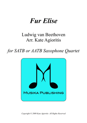 Book cover for Fur Elise - in a Jazz Style - For Saxophone Quartet