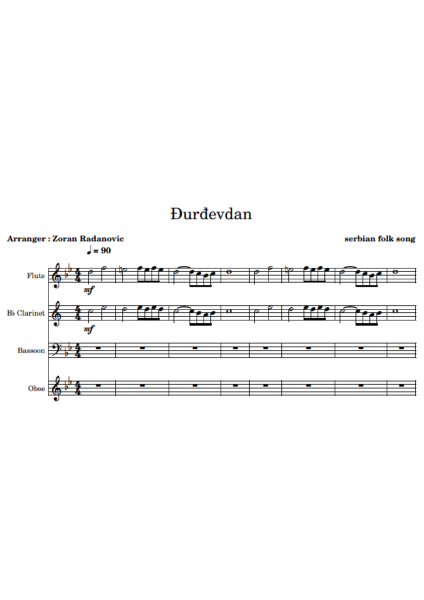 Djurdjevdan - for woodwind quartet image number null