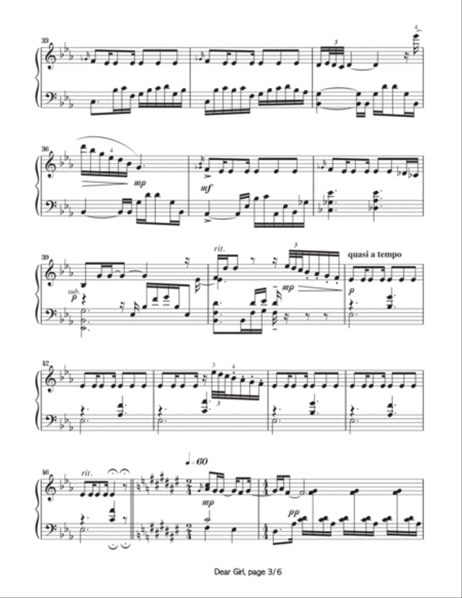 Dear Girl Piano Solo scores gallery preview page 4