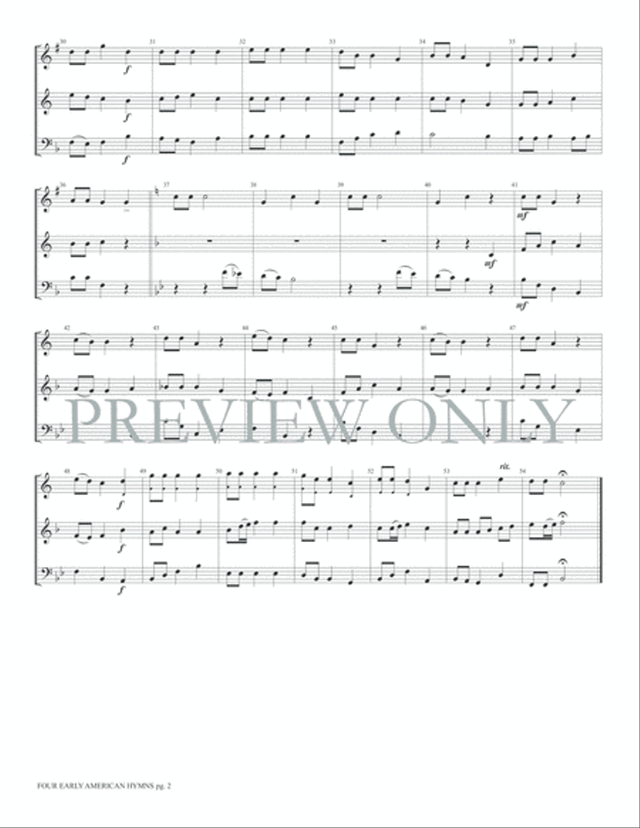 Four Early American Hymns Brass Ensemble scores gallery preview page 4