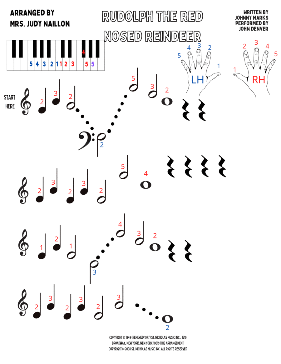 Rudolph The Red-nosed Reindeer Piano Method scores gallery preview page 1