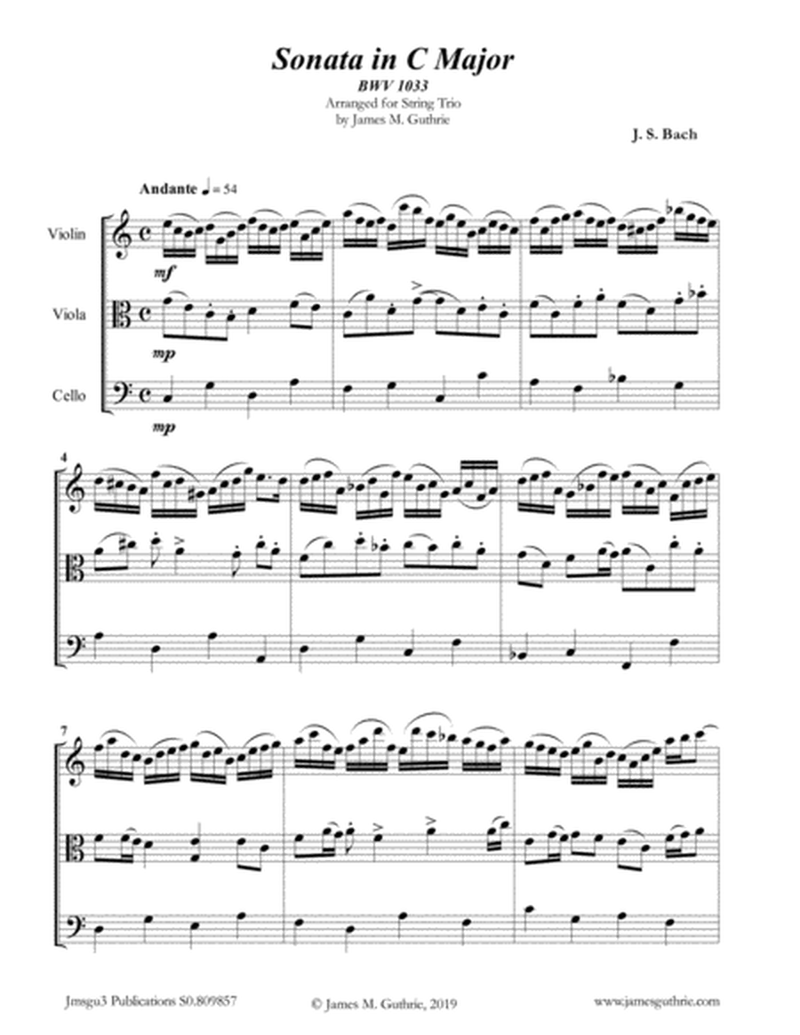 BACH: Sonata BWV 1033 for String Trio image number null