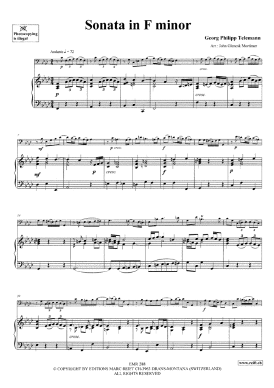 Sonata in F minor Trombone scores gallery preview page 3