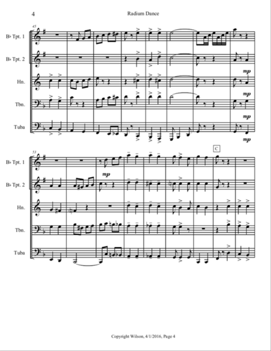 Radium Dance Brass Quintet scores gallery preview page 5