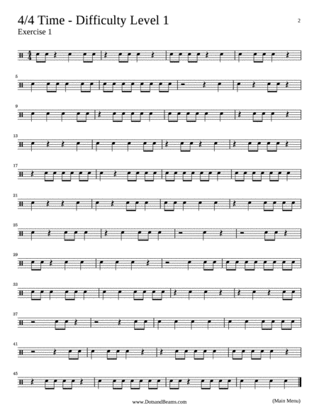 Rhythm Only - 4/4 Time, Increasing Difficulty, One Voice (Sight Reading Exercise Book)