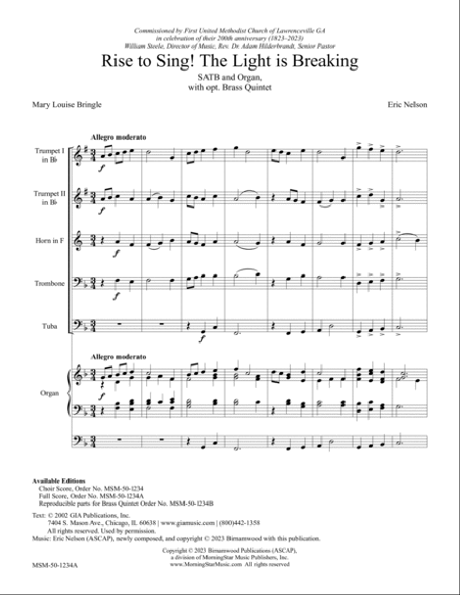 Rise to Sing! The Light is Breaking Choir scores gallery preview page 3