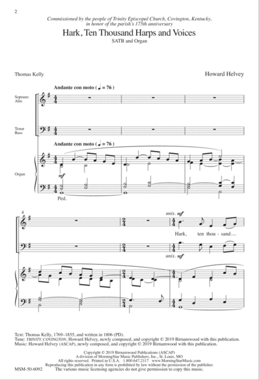 Hark, Ten Thousand Harps and Voices 4-Part scores gallery preview page 2