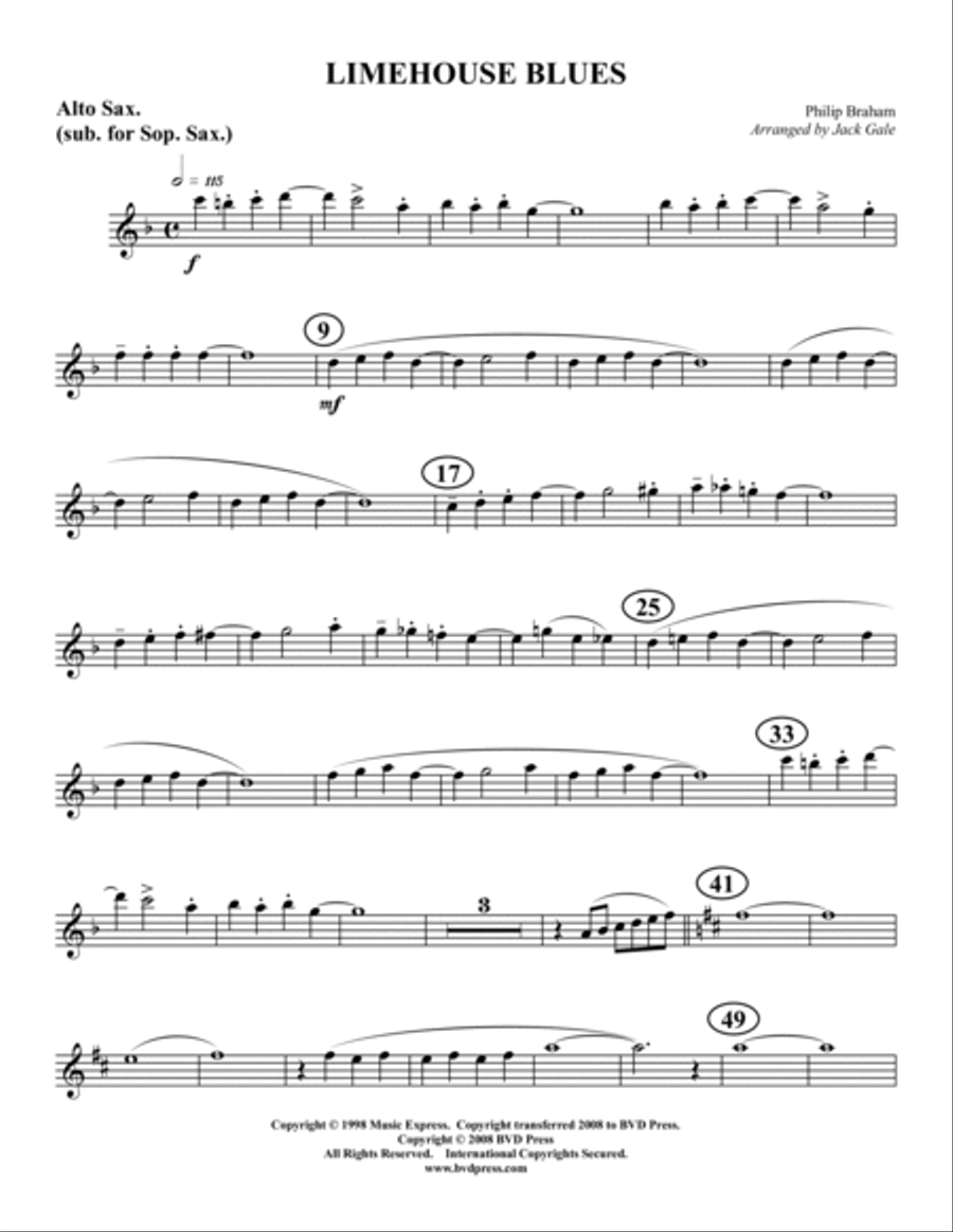 Limehouse Blues Saxophone Quartet scores gallery preview page 6