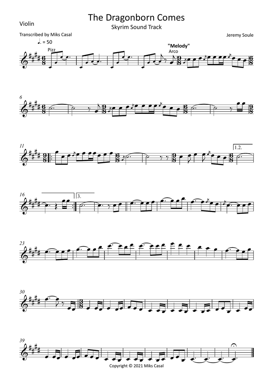 Dragonborn Comes Flute scores gallery preview page 1