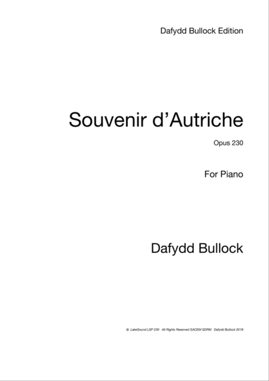 Souvenir d'Autriche - Souvenir of Austria Piano Solo scores gallery preview page 1