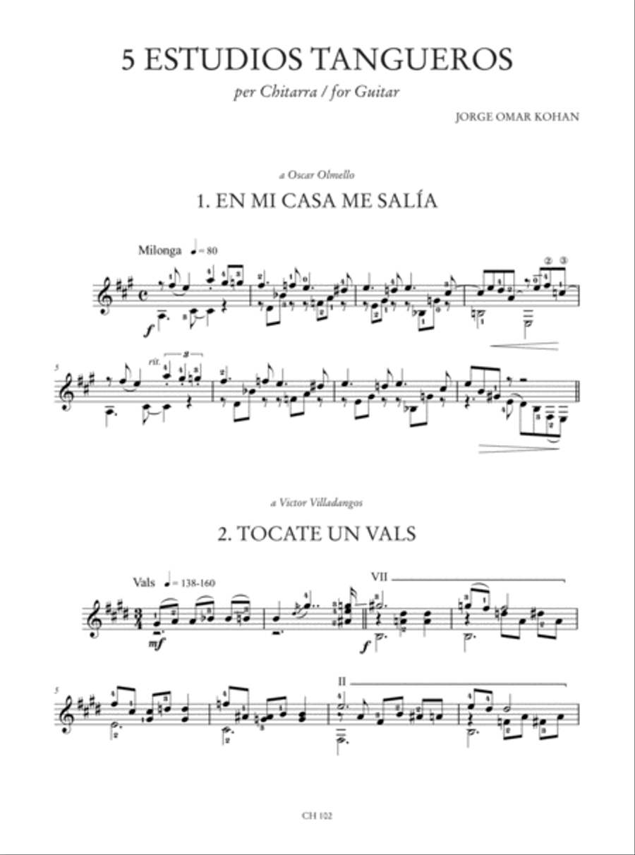 5 Estudios Tangueros for Guitar (2006) Acoustic Guitar scores gallery preview page 2
