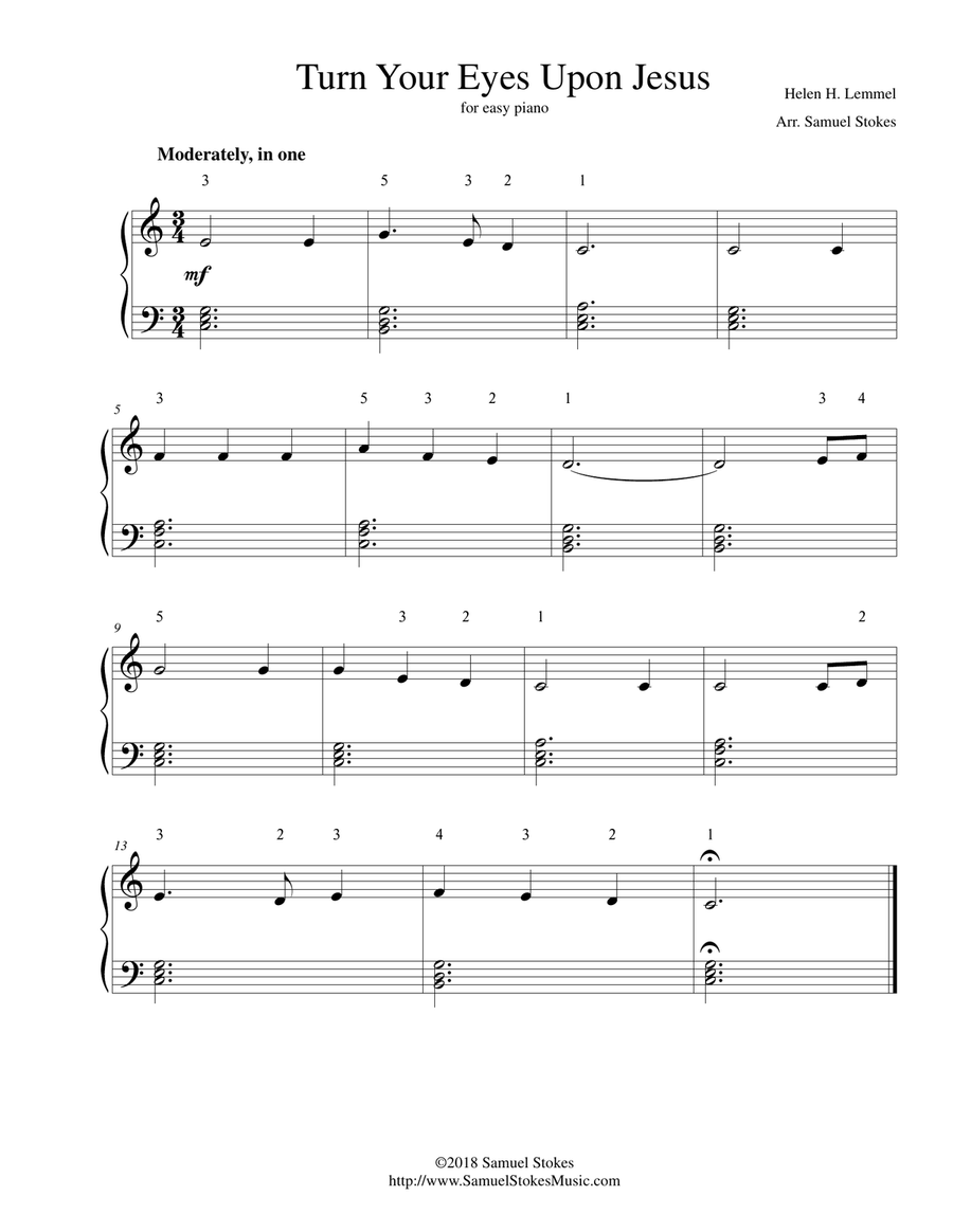 Turn Your Eyes Upon Jesus - for easy piano Easy Piano scores gallery preview page 1