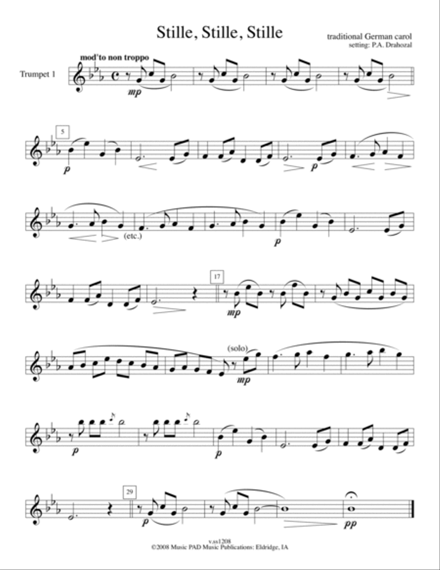Stille Stille Stille (German Christmas Carol) For Mixed Brass Quartet Brass Quartet scores gallery preview page 3