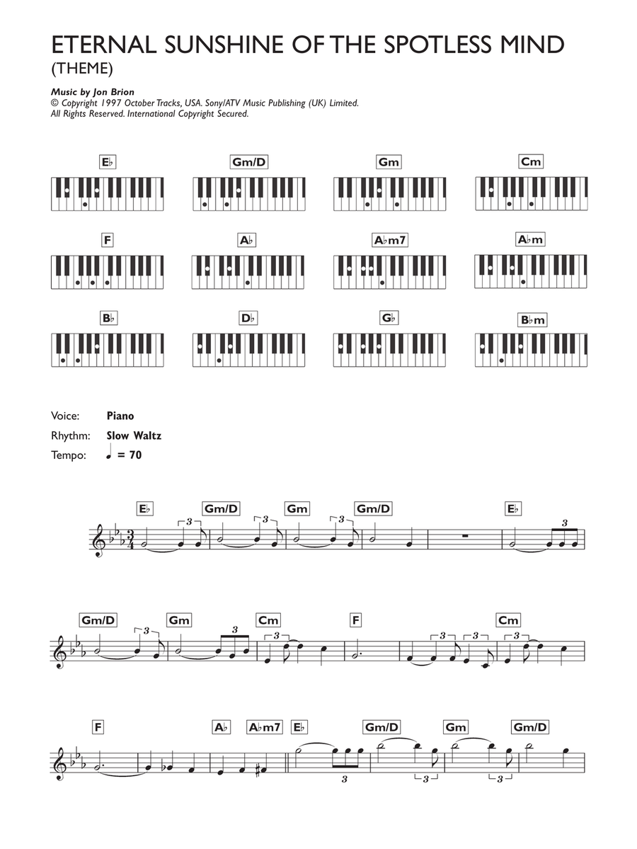 Eternal Sunshine Of The Spotless Mind (Theme) Piano Solo scores gallery preview page 1