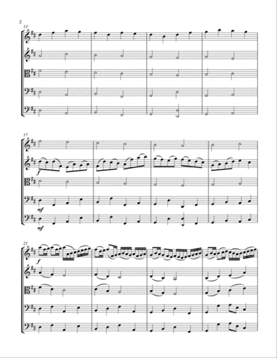 Pachelbel's Canon In D Wedding String Quintet-Orchestra String Quintet scores gallery preview page 2