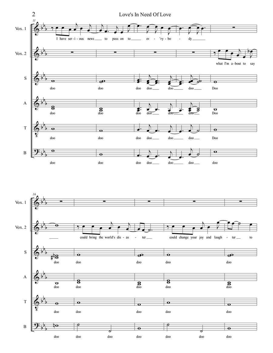 Love's In Need Of Love Today 4-Part scores gallery preview page 2