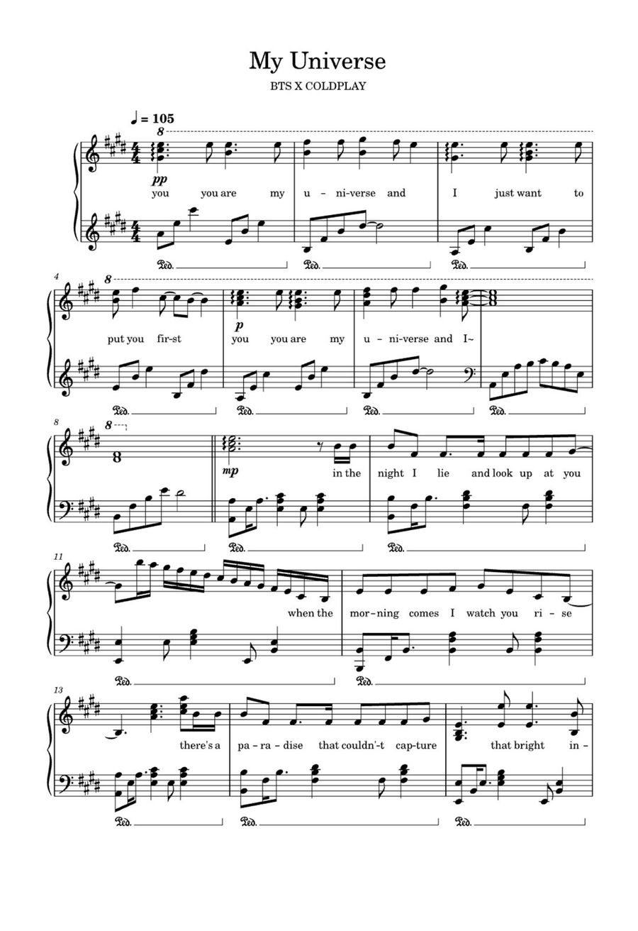 My Universe Easy Piano scores gallery preview page 1