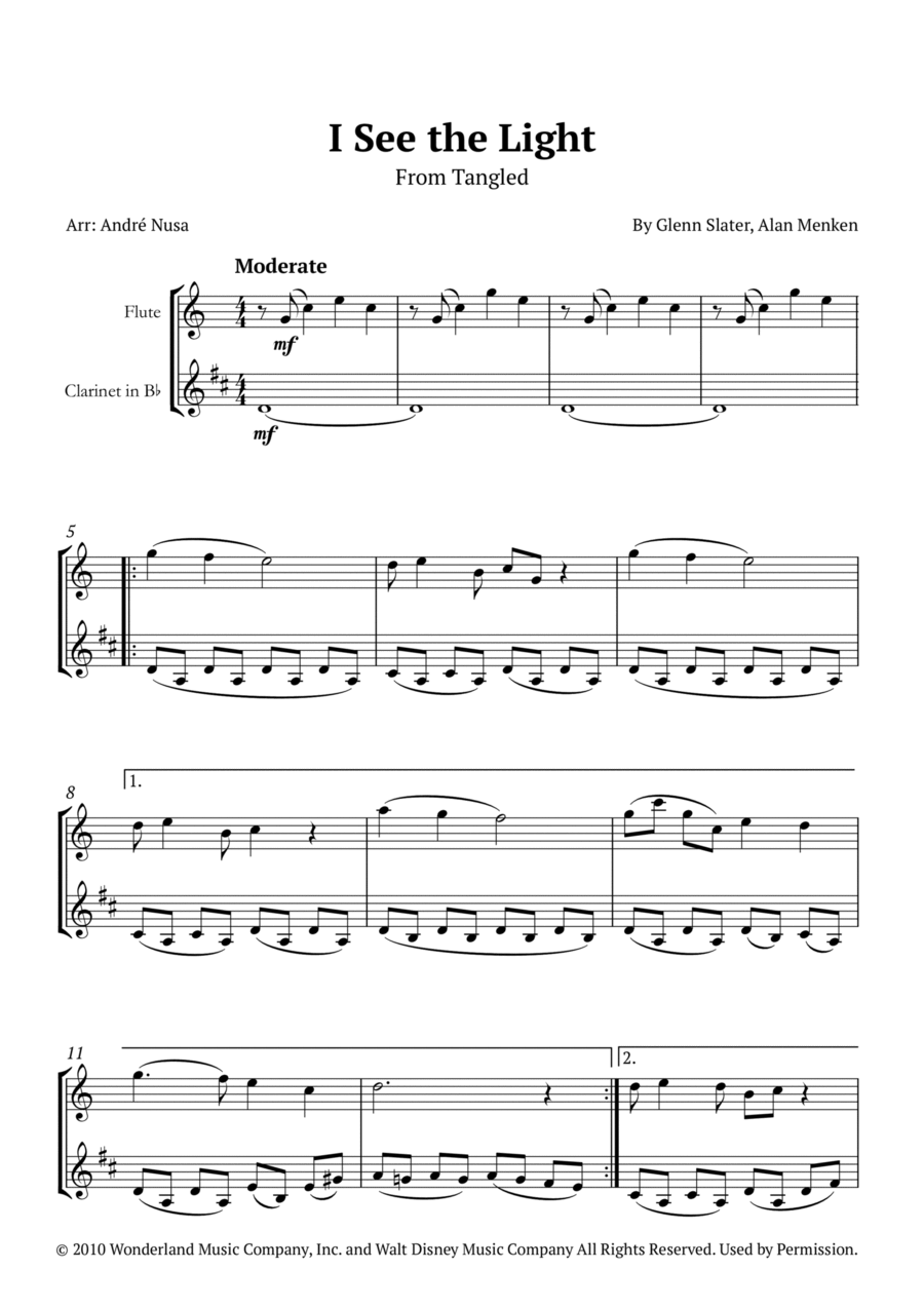 I See The Light I See The Light Woodwind Duet scores gallery preview page 1