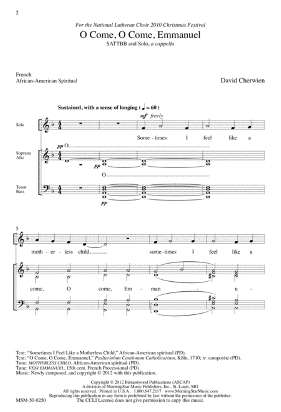 O Come, O Come, Emmanuel Divisi scores gallery preview page 1