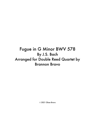 Book cover for Fugue in G Minor BWV 578 arr. for Double Reed Quartet