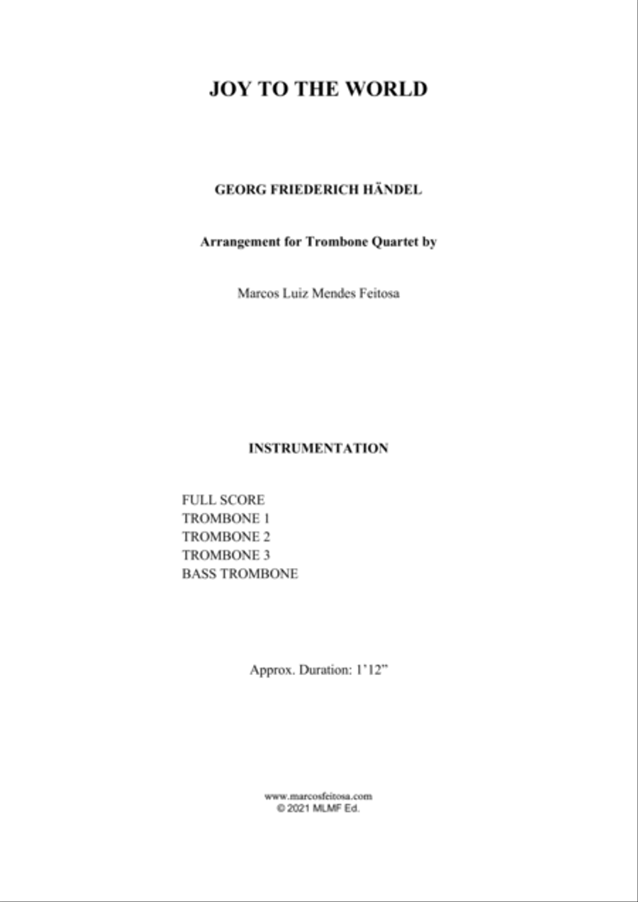 Joy To The World (Cantai Que o Salvador Chegou) - Trombone Quartet Trombone Quartet scores gallery preview page 2