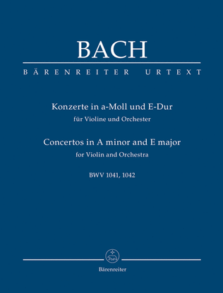 Book cover for Concertos in A minor and E major for Violin and Orchestra BWV 1041, BWV 1042