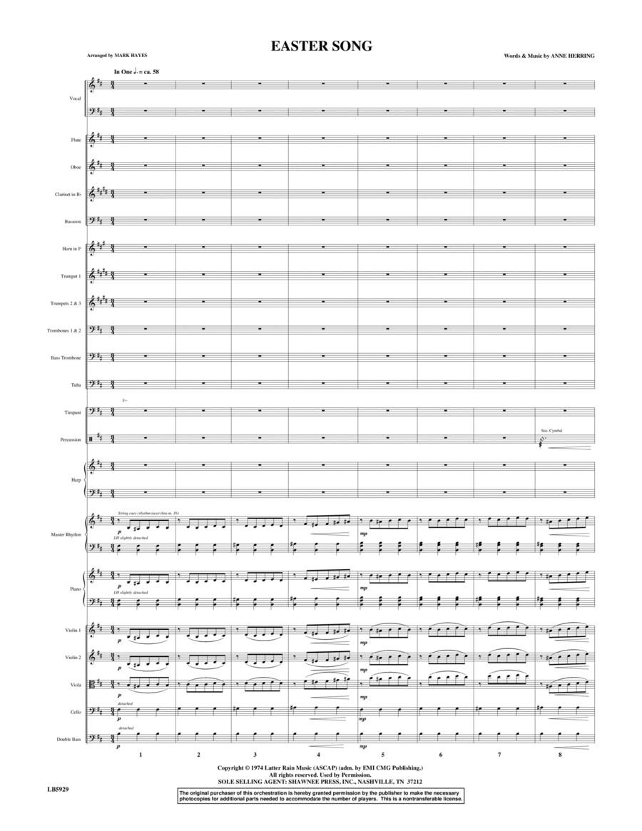 Easter Song - Score Choir scores gallery preview page 1