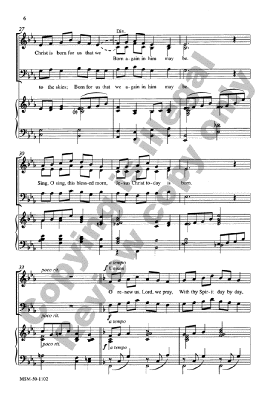 Sing, O Sing, This Blessed Morn 3-Part scores gallery preview page 5