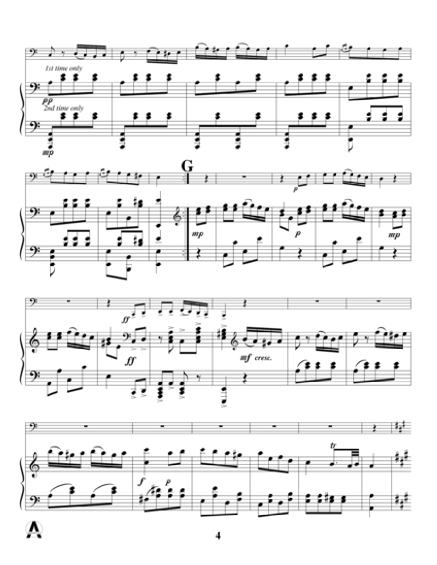 Piano Sonata in A (Third Movement --a.k.a. Turkish March) for tuba & piano Baritone Horn scores gallery preview page 6