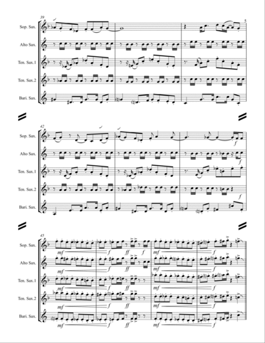 Sir Duke Saxophone Quintet scores gallery preview page 6
