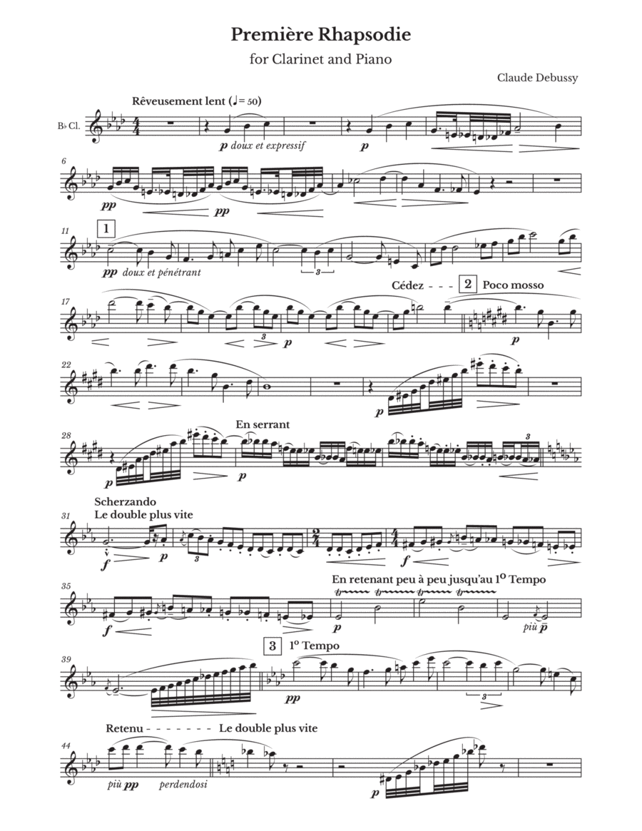 Debussy - Première rhapsodie (clarinet part)