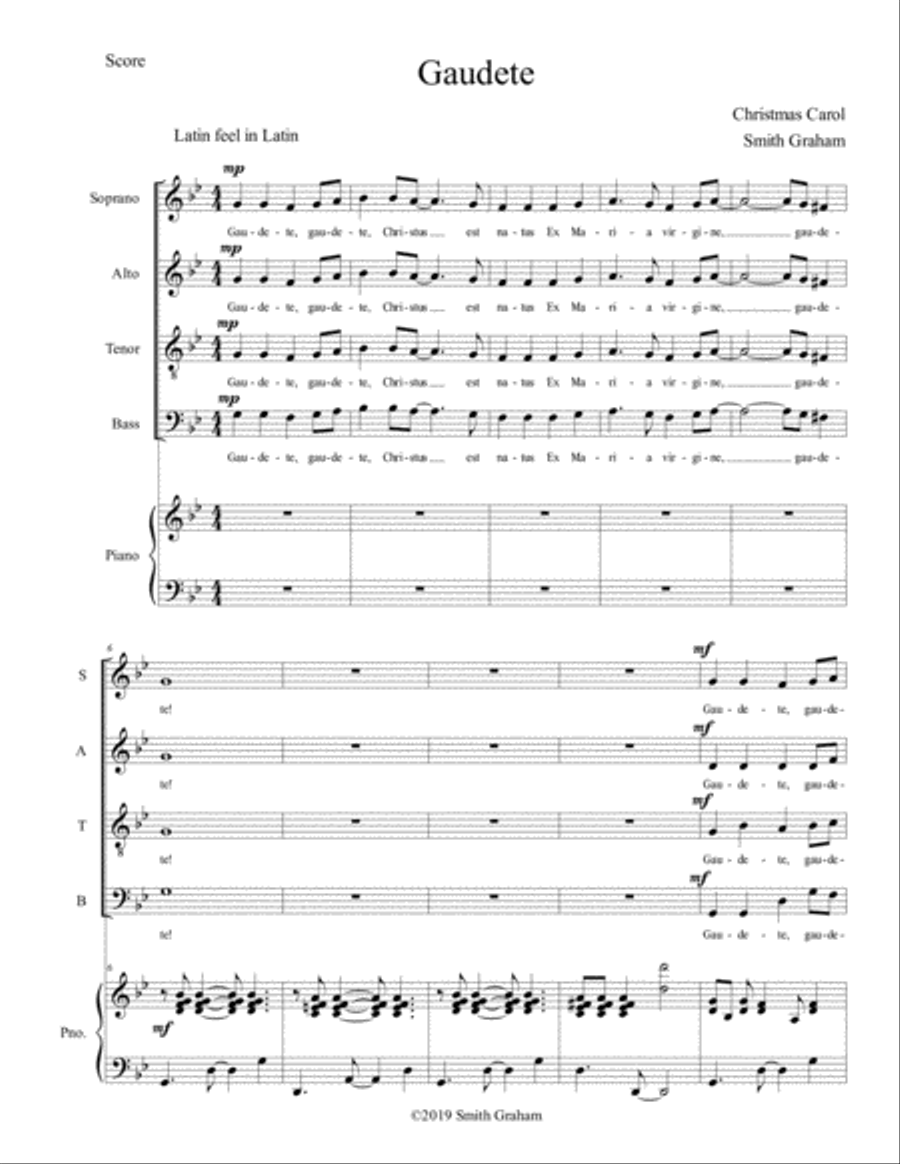 Gaudete - Latin Feel in Latin - SATB 4-Part scores gallery preview page 1