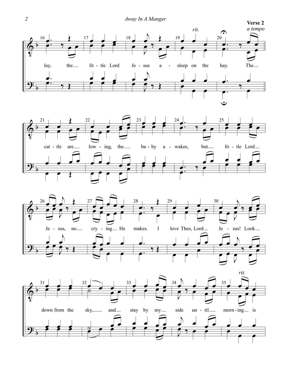 Away In A Manger (Cradle Song) TTBB scores gallery preview page 2