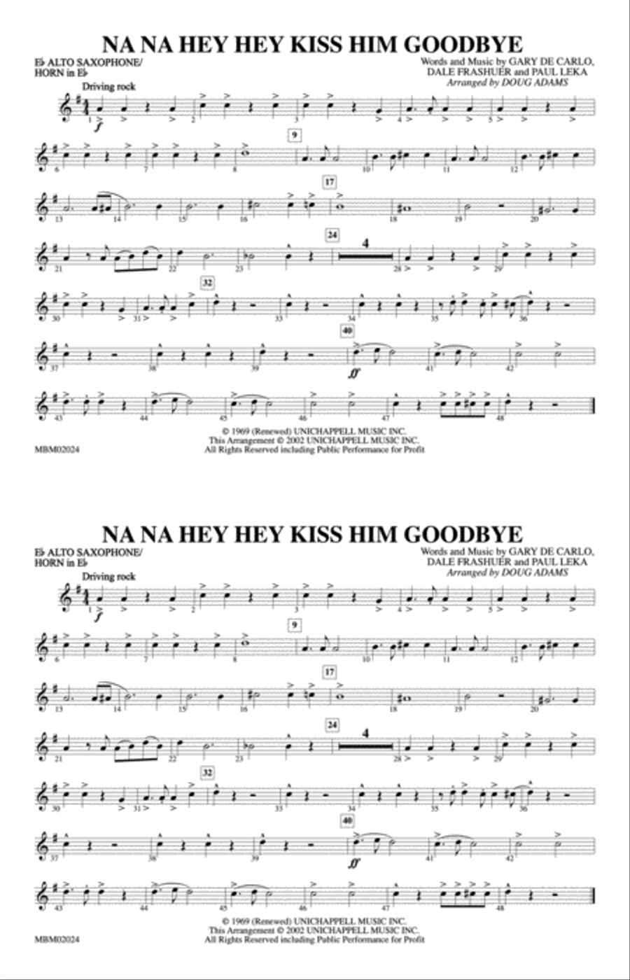 Na Na Hey Hey Kiss Him Goodbye: E-flat Alto Saxophone Marching Band scores gallery preview page 1