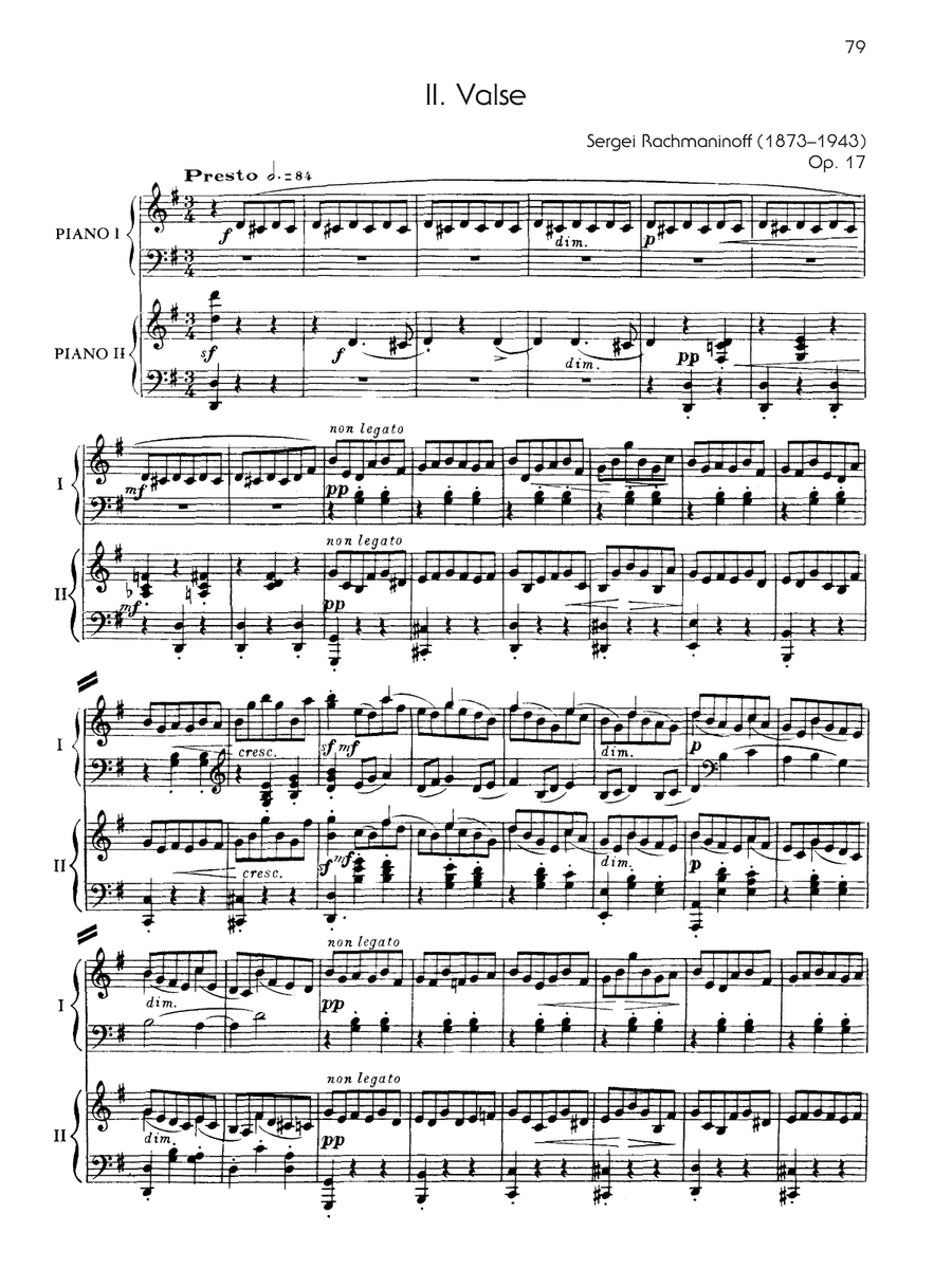 Suite No. 2, Opus 17 - II. Valse - Piano Duo (2 Pianos, 4 Hands) Piano Duet scores gallery preview page 1