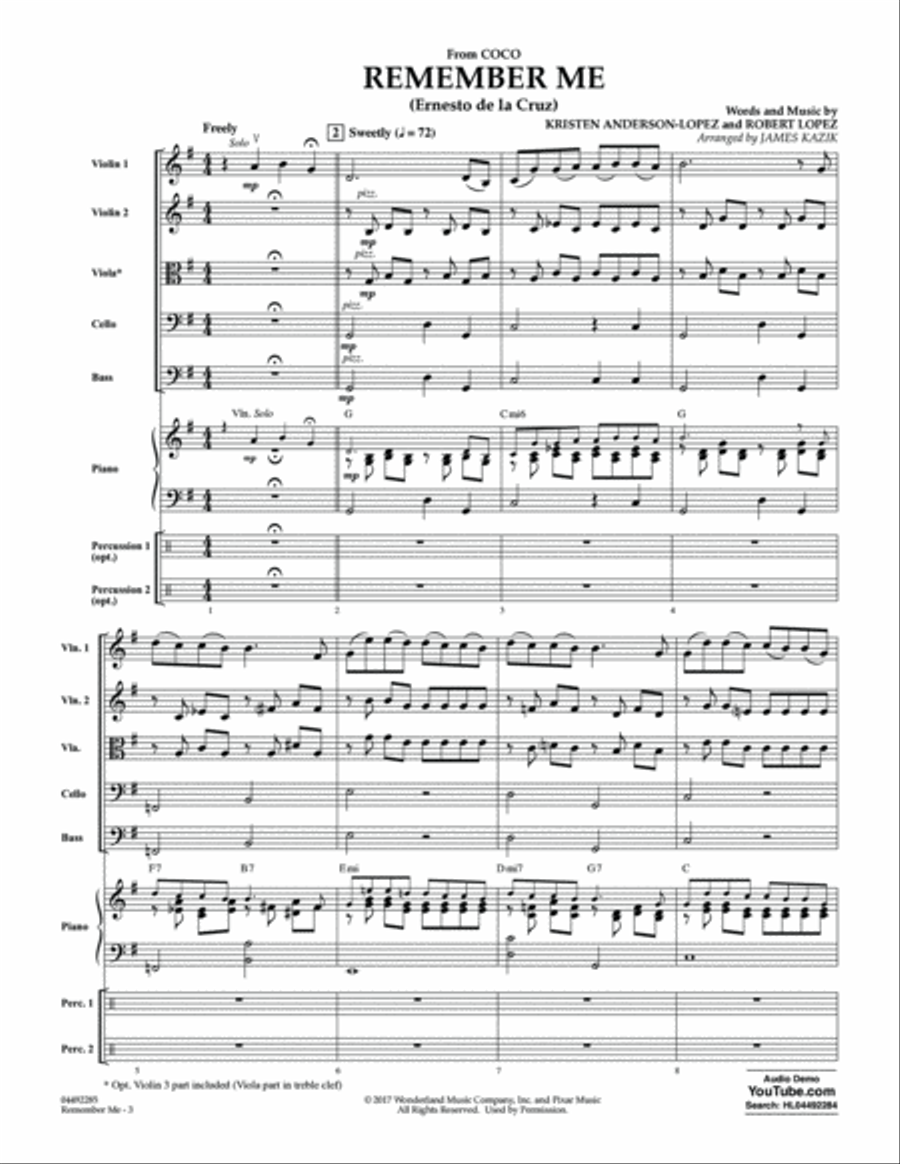 Remember Me (from Coco) (arr. James Kazik) - Conductor Score (Full Score)